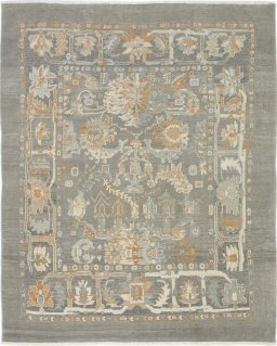 Full view of New Sultanabad rug from Afghanistan, 308 × 249 cm in Gray tones
