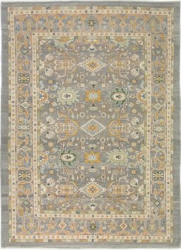 Full view of New Sultanabad rug from Afghanistan, 362 × 260 cm in Gray tones
