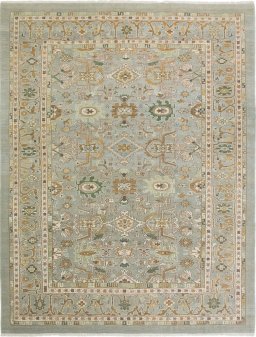 Full view of New Sultanabad rug from Afghanistan, 362 × 280 cm in Gray tones