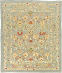 Full view of New Sultanabad rug from Afghanistan, 332 × 283 cm in Gray tones