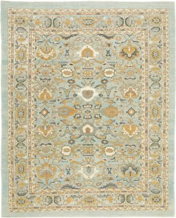 Full view of New Sultanabad rug from Afghanistan, 355 × 290 cm in Blue tones