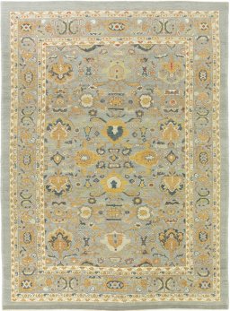 Full view of New Sultanabad rug from Afghanistan, 380 × 282 cm in Gray tones