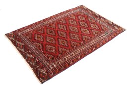 Close-up detail of 1960s Torkaman rug from Iran / Persia showing Wool weave
