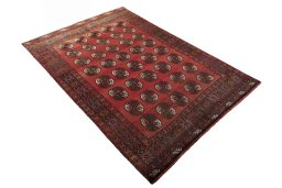 Close-up detail of 2000s Torkaman rug from Iran / Persia showing Wool weave