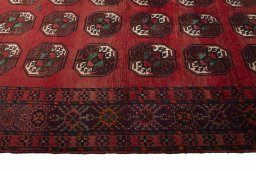 Close-up detail of 2000s Torkaman rug from Iran / Persia showing Wool weave