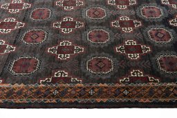 Close-up detail of 2000s Torkaman rug from Iran / Persia showing Wool weave