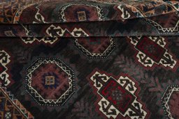 Full view of 2000s Torkaman rug from Iran / Persia, 272 × 133 cm in Gray tones