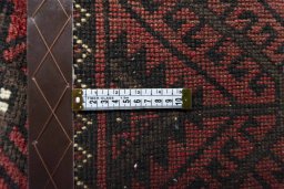 Close-up detail of 2000s Torkaman rug from Iran / Persia showing Wool weave