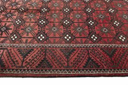 Close-up detail of 2000s Torkaman rug from Iran / Persia showing Wool weave
