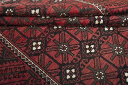 Full view of 2000s Torkaman rug from Iran / Persia, 285 × 167 cm in Red tones