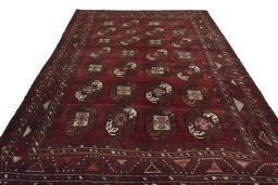 Surface texture of 2000s Torkaman rug with natural Wool and intricate pattern