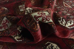 Full view of 2000s Torkaman rug from Iran / Persia, 300 × 211 cm in Red tones