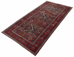 Corner detail of 1970s Torkaman rug showing border pattern and Wool pile