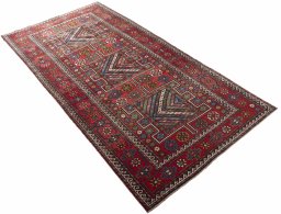 Close-up detail of 1970s Torkaman rug from Iran / Persia showing Wool weave