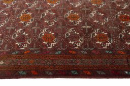 Close-up detail of 2000s Torkaman rug from Iran / Persia showing Wool weave