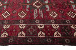 Close-up detail of 2000s Torkaman rug from Iran / Persia showing Wool weave