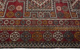 Close-up detail of 2000s Torkaman rug from Iran / Persia showing Wool weave