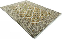 Close-up detail of New Torkaman rug from Turkey showing Wool weave