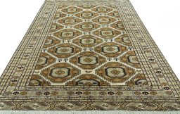 Surface texture of New Torkaman rug with natural Wool and intricate pattern
