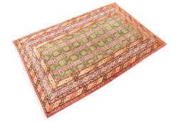 Close-up detail of 1995s Torkaman rug from Iran / Persia showing Wool weave