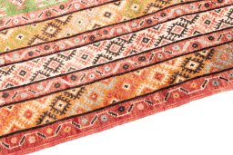 Backside of handmade 1995s Torkaman rug showing knot structure and weave density