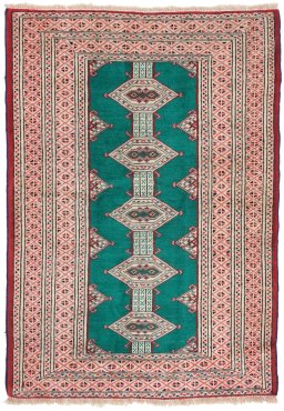 Full view of New Torkaman rug from Iran / Persia, 115 × 80 cm in Green tones