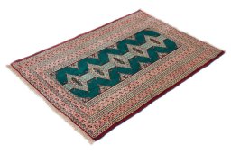 Corner detail of New Torkaman rug showing border pattern and Wool pile