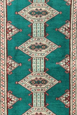 Close-up detail of New Torkaman rug from Iran / Persia showing Wool weave