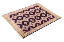 Close-up detail of 1990s Torkaman rug from Iran / Persia showing Wool weave