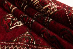 Close-up detail of 2017s Torkaman rug from Iran / Persia showing Wool weave