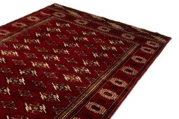 Surface texture of 2017s Torkaman rug with natural Wool and intricate pattern