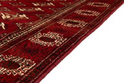 Close-up detail of 2017s Torkaman rug from Iran / Persia showing Wool weave