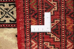 Close-up detail of 2000s Torkaman rug from Iran / Persia showing Wool weave