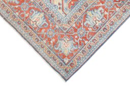 Corner detail of 1920s Wiss rug showing border pattern and Wool pile