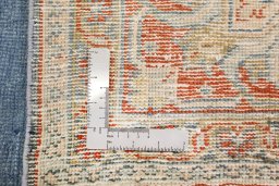 Close-up detail of 1920s Wiss rug from Iran / Persia showing Wool weave