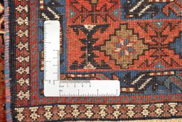 Close-up detail of 1990s Yalameh rug from Iran / Persia showing Wool weave