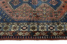 Close-up detail of 2000s Yalameh rug from Iran / Persia showing Wool weave