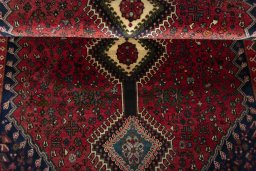 Full view of 2000s Yalameh rug from Iran / Persia, 225 × 113 cm in Red tones