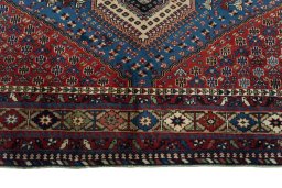 Central medallion detail of 1970s Yalameh rug from Iran / Persia