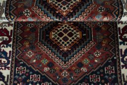 Full view of 2000s Yalameh rug from Iran / Persia, 137 × 80 cm in Red tones