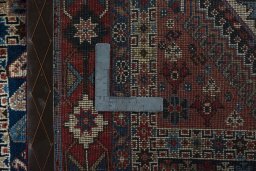 Close-up detail of 2000s Yalameh rug from Iran / Persia showing Wool weave