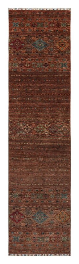 Full view of New Samarkand rug from Pakistan, 341 × 82 cm in Brown tones