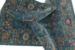 Full view of New Farahan rug from Pakistan, 130 × 80 cm in Blue tones