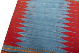 Surface texture of New Kilim Sofre rug with natural Wool and intricate pattern