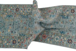 Full view of New Farahan rug from Pakistan, 243 × 80 cm in Blue tones