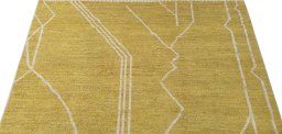 Backside of handmade New Morocco rug showing knot structure and weave density