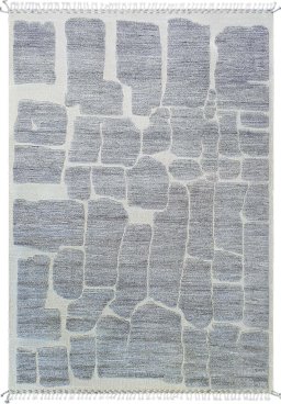 Full view of New Morocco rug from Pakistan, 312 × 212 cm in Gray tones