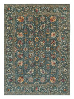 Full view of New Haj-jalili rug from Pakistan, 378 × 273 cm in Green tones