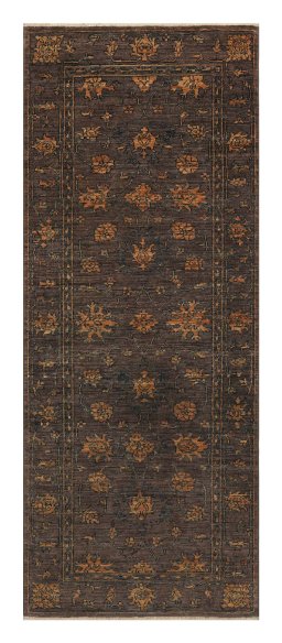 Full view of New Farahan rug from Pakistan, 189 × 75 cm in Brown tones