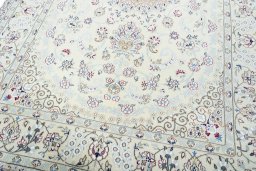 Close-up detail of 2000s Nain rug from Iran / Persia showing Wool weave